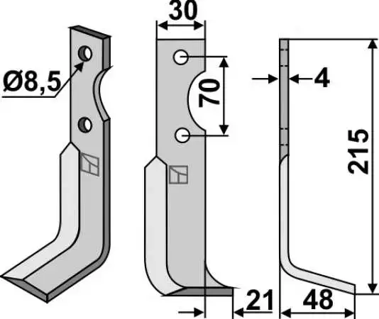 Fräsmesser 215x30mm, rechts